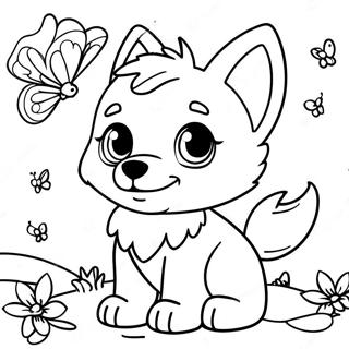 Pui De Lup Adorabil Cu Aripi De Fluture Pagina De Colorat 120941-55582