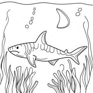 Pagini De Colorat Cu Rechin Tigru Majestuos In Scena Subacvatica 121168-55948