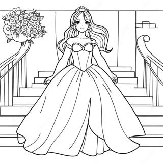 Pagini De Colorat Cu Printesa Anime Eleganta In Rochie 121635 56291