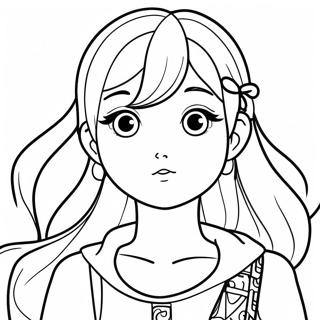Fată Anime Cu Păr Lung Pagini de colorat