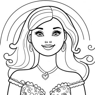 Pagini De Colorat Cu Bibble Barbie Pe Fundal Cu Curcubeu 122941-57356