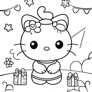 Pagini De Colorat Cu Hello Kitty Vesela Decorand Ornamente 124124-58281