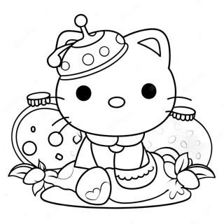 Pagini De Colorat Cu Hello Kitty Vesela Decorand Ornamente 124124-58282