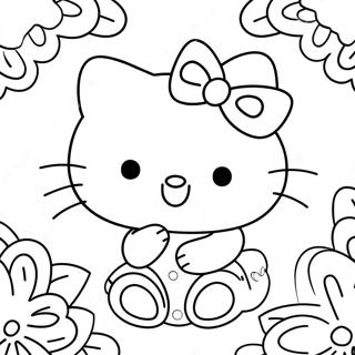Pagini De Colorat Cu Hello Kitty Vesela Decorand Ornamente 124124-58374
