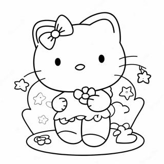 Pagini De Colorat Cu Hello Kitty Vesela Decorand Ornamente 124124-58375