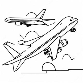 Pagini De Colorat Cu Avionul 747 Colorat In Zbor 124174-58405