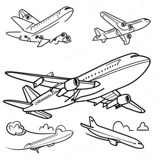 Pagini De Colorat Cu Avionul 747 In Stil Desen Animat 124177 58419