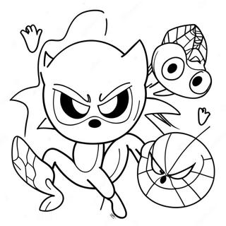 Sonic Spiderman Cu Prietenii Pagina De Colorat 124280-58496