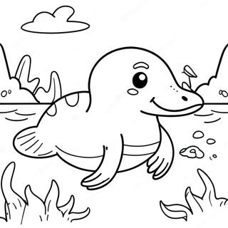 Pagini De Colorat Cu Ornitorinci Adorabili Inotand 124461 58637