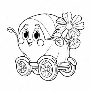 Pagina De Colorat Cu Buggy Huggy Jucaus Cu Flori 124794-58889