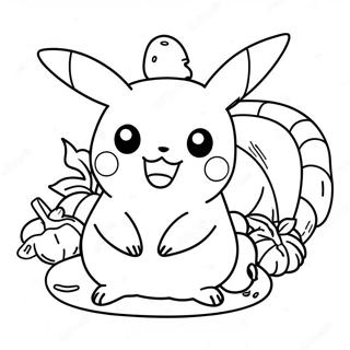 Pikachu Sarbatorind Ziua Recunostintei Pagina De Colorat 125592-59510