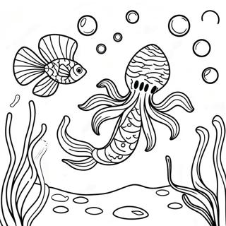 Pagina De Colorat Cu Scena Subacvatica Colorata Cu Alge Marine 126391-60128