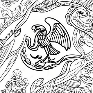 Pagina De Colorat Cu Steagul Vibrant Al Mexicului Desene De Colorat