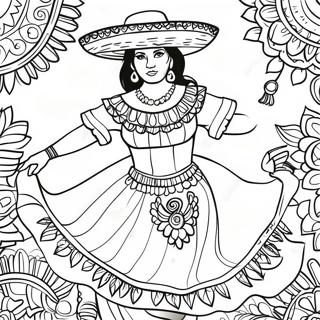Pagina De Colorat Cu Un Dansator Mexican Traditional 127582 61057