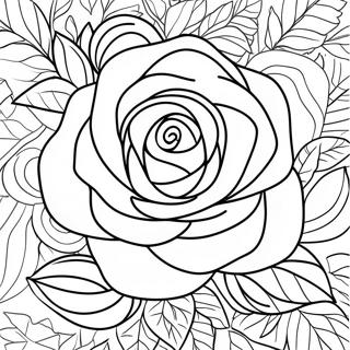Prim Plan Realist Al Unui Trandafir Pagina De Colorat 12837 2822