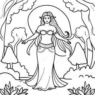 Pagini De Colorat Cu Zeita Lunii Mistice Intr O Padure 129686 62817