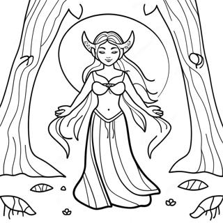 Pagini De Colorat Cu Zeita Lunii Mistice Intr O Padure 129686 62818