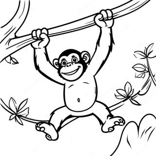 Pagini De Colorat Cu Cimpanzei Swinging Dintr Un Copac 129712 62837