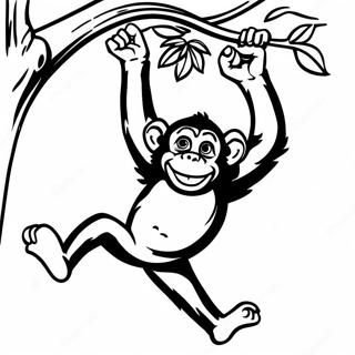 Pagini De Colorat Cu Cimpanzei Swinging Dintr Un Copac 129712 62839
