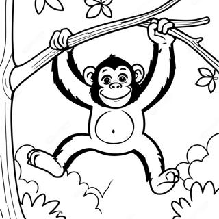 Pagini De Colorat Cu Cimpanzei Swinging Dintr Un Copac 129712 62840