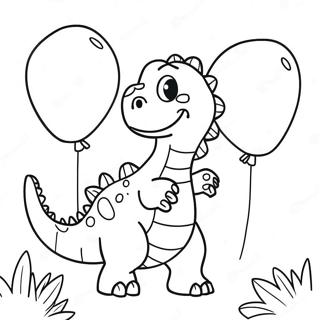 Pagini De Colorat Cu Dinozaur Fericit Cu Baloane Desene De Colorat