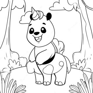 Panda Unicorn Dragut Intr O Padure Magica Pagina De Colorat 130790-63673