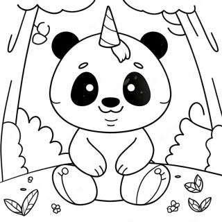 Panda Unicorn Dragut Intr O Padure Magica Pagina De Colorat 130790-63675