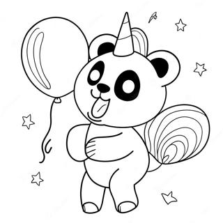 Panda Unicorn Jucaus Cu Balonase Pagina De Colorat 130791-63679