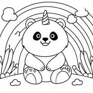 Panda Unicorn Majestic Cu Fundal Cu Curcubeu Pagina De Colorat 130792-63683