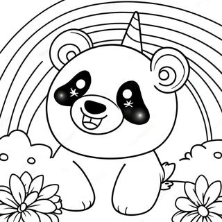 Panda Unicorn Majestic Cu Fundal Cu Curcubeu Pagina De Colorat 130792-63684