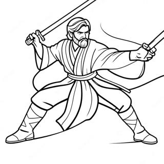 Pagini De Colorat Cu Duelul Cu Sabia Laser Al Lui Obi Wan Kenobi 131050-63877