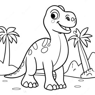 Pagina De Colorat Cu Dinozaur Brontosaurus Prietenos 132180-64753