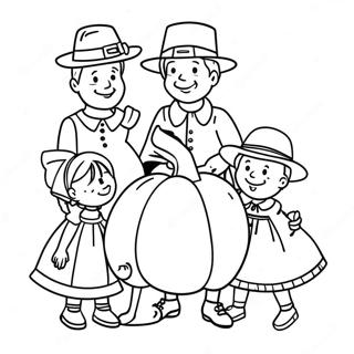 Pagini De Colorat Cu Familia Pelerinului De Ziua Recunostintei 132849-65274