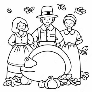 Pagini De Colorat Cu Familia Pelerinului De Ziua Recunostintei 132849-65275