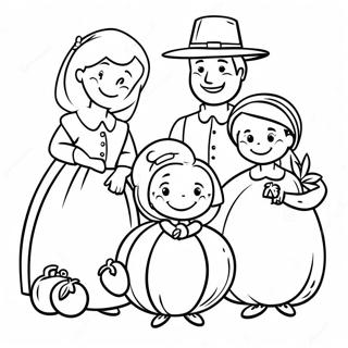 Pagini De Colorat Cu Familia Pelerinului De Ziua Recunostintei 132849-65276