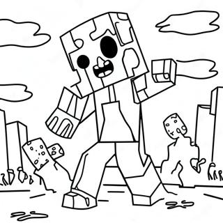 Pagini De Colorat Cu Zombie Infricosator Din Minecraft 133261-65572