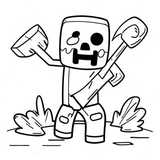 Pagina De Colorat Cu Zombie Minecraft Si O Lopata 133264-65600