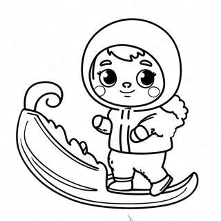 Desen De Colorat Cu Un Eskimo Dragut Si O Sanie 133416-65717