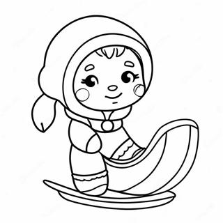 Desen De Colorat Cu Un Eskimo Dragut Si O Sanie 133416-65718