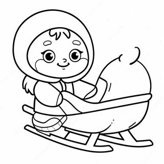 Desen De Colorat Cu Un Eskimo Dragut Si O Sanie 133416-65719