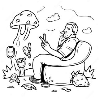 Desen De Colorat Cu O Scena Relaxata De Stoner 133467-65754