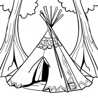 Teepee Colorat In Padure Pagina De Colorat 133699-65928
