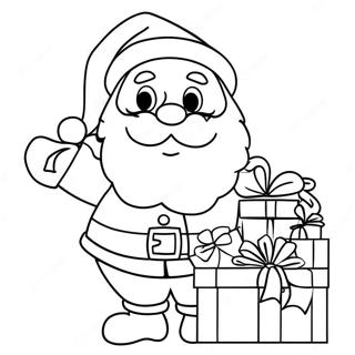 Pagina De Colorat Cu Mos Craciun Vesel Cu Cadouri 133957-66127