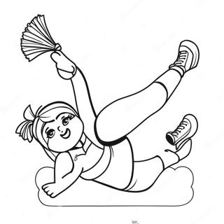 Pagini De Colorat Cu Cheerleader Care Face Acrobatii Desene De Colorat