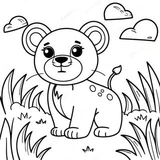 Pagini De Colorat Cu Pui De Leu Drăguț În Iarbă Desene De Colorat