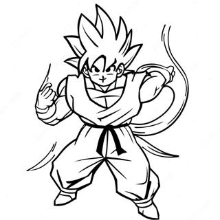 Pagina De Colorat Cu Goku Super Saiyan 4 In Pozitie De Actiune 135391-67246