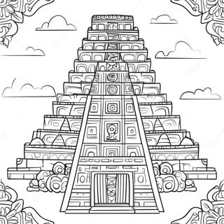 Pagina De Colorat Cu Templu Maya Complicat 135853-67606