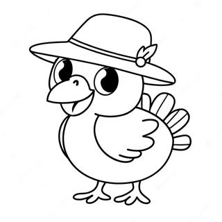 Pagini De Colorat Cu Un Curcan Pui Cu Palarie 136389 68038