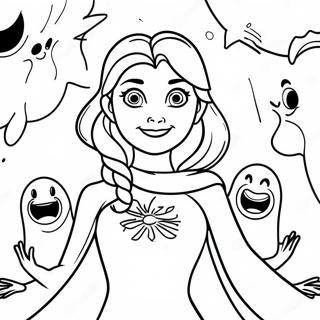 Pagina De Colorat Cu Elsa Inconjurata De Fantome 136415 68058