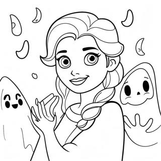Pagina De Colorat Cu Elsa Inconjurata De Fantome 136415 68060